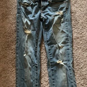 American Eagle Stretch Skinny Ripped Glitter Jeans
